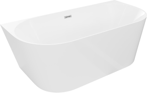 Mexen Oval Slim laisvai pastatoma vonia prie sienos 170 x 80 cm, balta, chromuota perpylimo anga - 52661708000-01