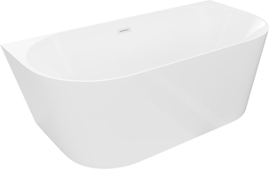 Mexen Oval Slim laisvai pastatoma vonia prie sienos 170 x 80 cm, balta, baltas perpildymas - 52661708000-20