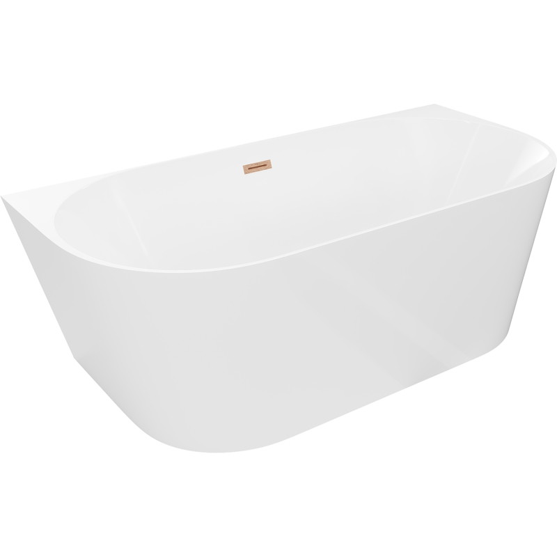 Mexen Oval Slim laisvai pastatoma prie sienos vonia 170 x 80 cm, balta, šlifuoto vario perpylimas - 52661708000-65