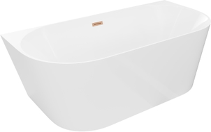 Mexen Oval Slim laisvai pastatoma prie sienos vonia 170 x 80 cm, balta, šlifuoto vario perpylimas - 52661708000-65