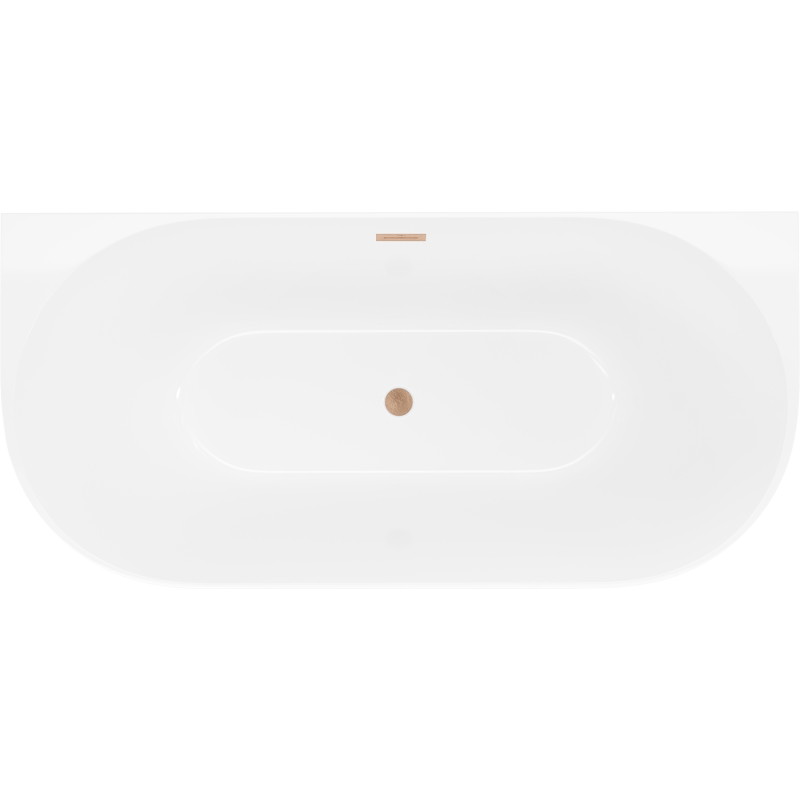 Mexen Oval Slim laisvai pastatoma prie sienos vonia 170 x 80 cm, balta, šlifuoto vario perpylimas - 52661708000-65