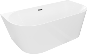 Mexen Oval Slim laisvai pastatoma vonia prie sienos 170 x 80 cm, balta, persipylimas gun metal - 52661708000-95
