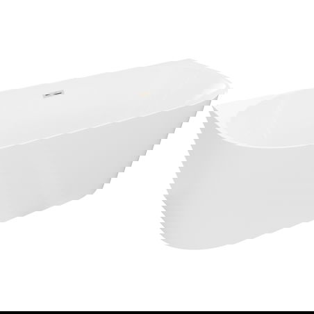 Mexen Oval Slim laisvai stovinti prie sienos vonia 170 x 80 cm, balta, nikeliuotas perpylimas - 52661708000-97