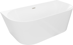 Mexen Ovali Slim laisvai pastatoma vonia prie sienos 170 x 80 cm, balta, šlifuotas nikelis - 52661708000-97