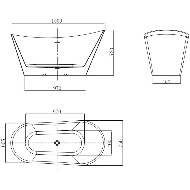 Mexen Dora laisvai stovinti vonia 150 x 75 cm, balta/juoda, perpylimas gun metal - 52071507575-95