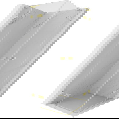 Mexen Lunar L Duo dušo kabina su atsidarančiomis durimis 80 x 80 cm, skaidri, aukso spalvos matinė - 834L-080L-080P-55-00