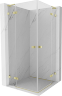 Mexen Lunar L Duo atsiverianti dušo kabina 80 x 80 cm, permatoma, šepintas auksas - 834L-080L-080P-55-00