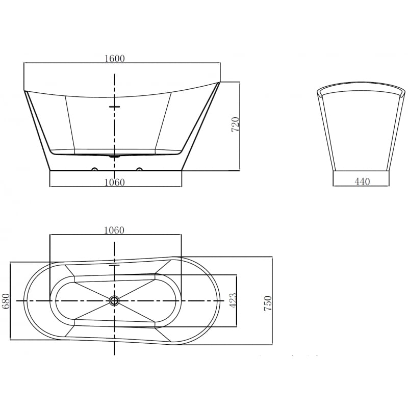 Mexen Dora laisvai pastatoma vonia 160 x 75 cm, balta/juoda, chromuotas perpylimas - 52071607575-01