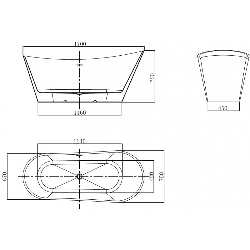 Mexen Dora laisvai stovinti vonia 170 x 75 cm, balta, chromuota perpylimo anga - 52071707500-01