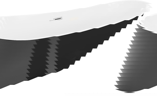 Mexen Dora laisvai stovinti vonia 170 x 75 cm, balta/juoda, šepetuotas nikeliu pertekėjimas - 52071707575-97