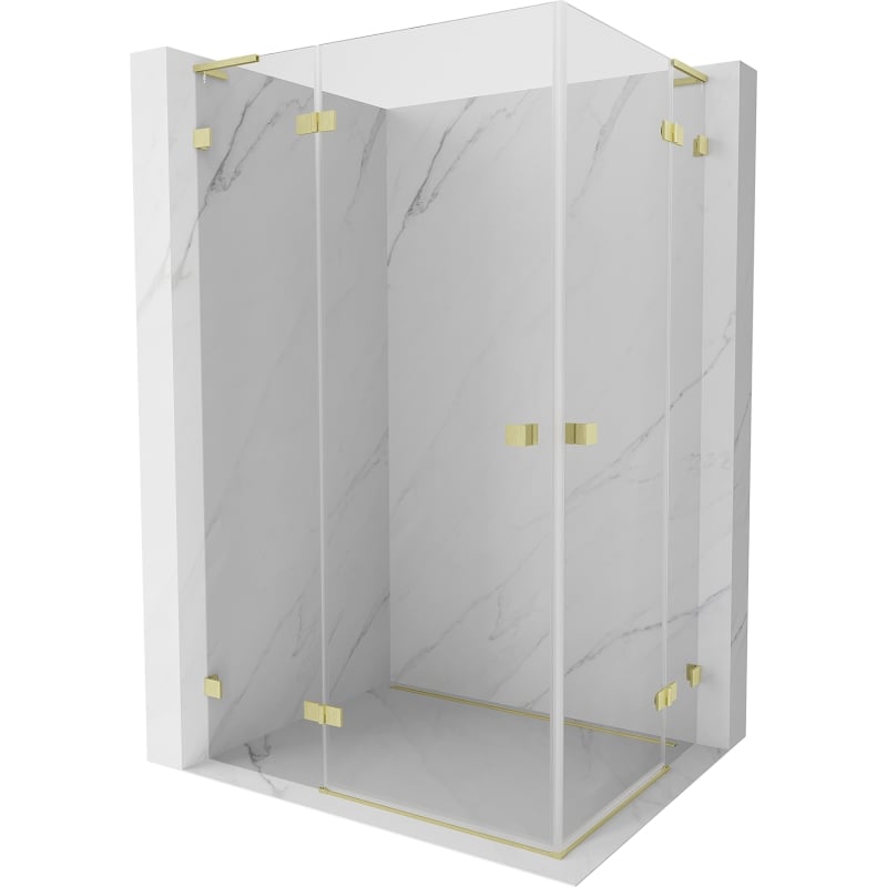 Mexen Lunar L Duo atveriamas dušo kabinas 105 x 75 cm, permatomas, šlifuotas auksas - 834L-105L-075P-55-00