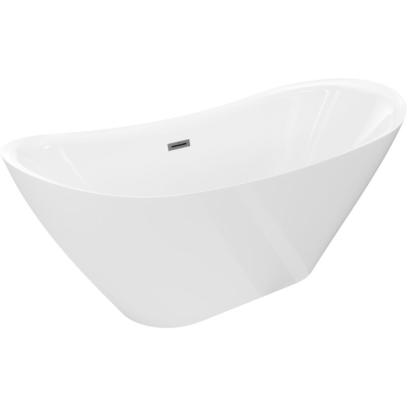 Mexen Lotos laisvai stovinti vonia 140 x 75 cm, balta, pertekančioji gun gray šepetėliu poliruota - 52051407700-66