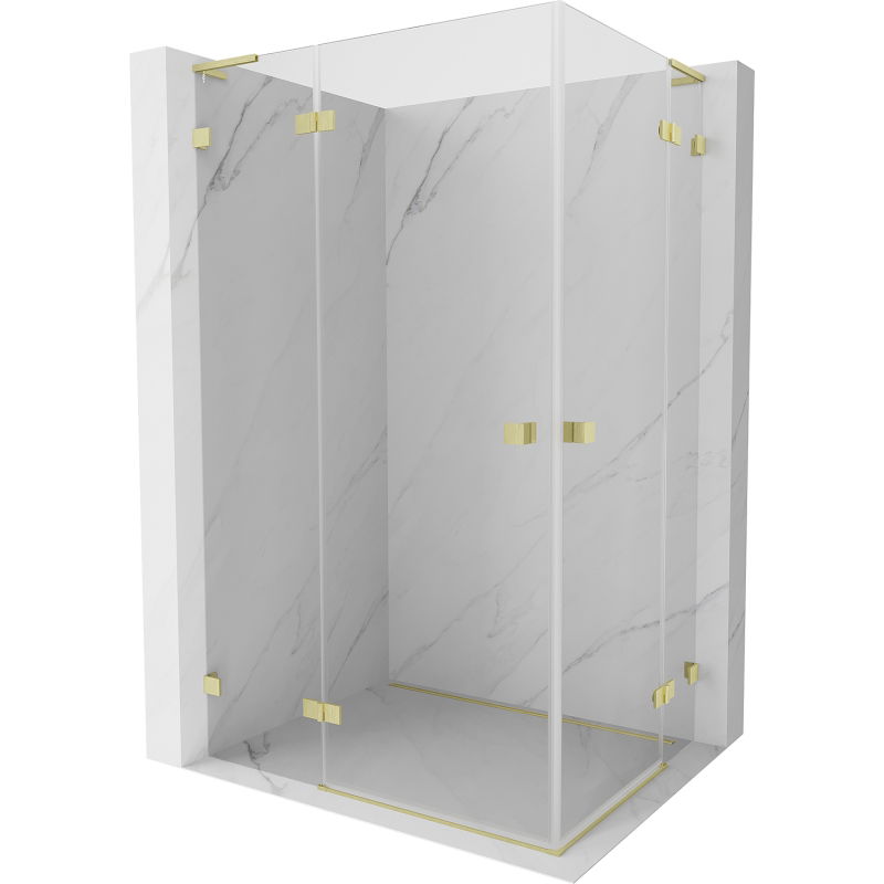 Mexen Lunar L Duo dušo kabina atveriama 115 x 80 cm, skaidri, šlifuotas auksas - 834L-115L-080P-55-00