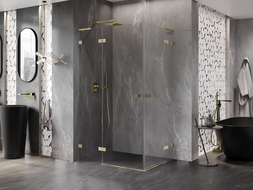 Mexen Lunar L Duo kairioji varstoma dušo kabina 120 x 90 cm, skaidri, auksinė šlifuota - 834L-120L-090P-55-00