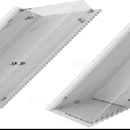 Mexen Lunar L Duo dušų stendas su vyriais 85 x 75 cm, skaidrus, rožinis auksas - 834L-085L-075P-60-00