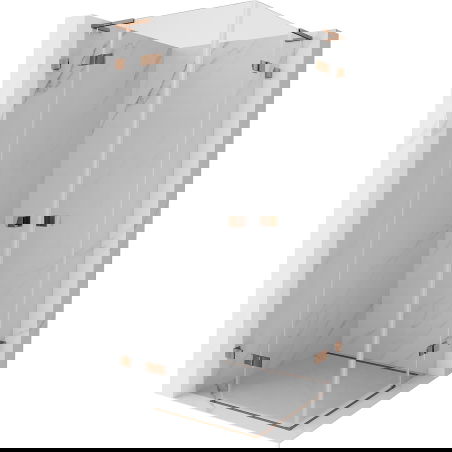Mexen Lunar L Duo sulankstoma dušo kabina 95 x 95 cm, skaidri, rausvas auksas - 834L-095L-095P-60-00
