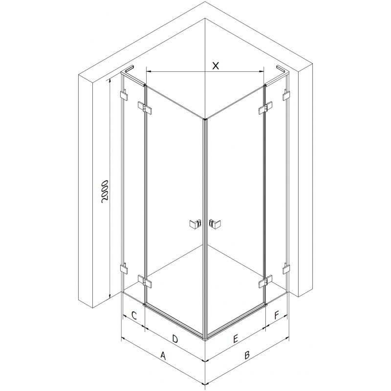 Mexen Lunar L Duo dušo kabina atveriama kairė 100 x 90 cm, skaidri, rausvas auksas - 834L-100L-090P-60-00
