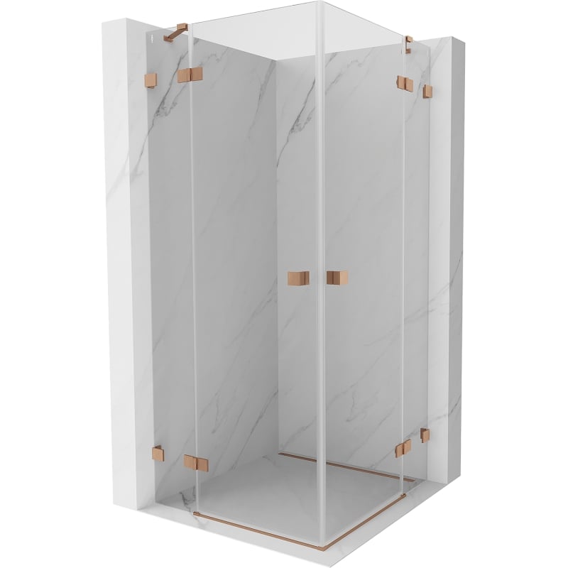 Mexen Lunar Duo dušo kabina, pakreipiama 85 x 85 cm, permatoma, šlifuota varis - 834-085L-085P-65-00