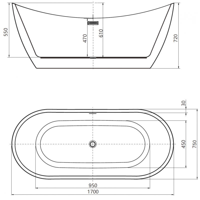 Mexen Lotos laisvai pastatoma vonia 170 x 75 cm, balta, perpylimas rožinis auksas - 52051707700-60