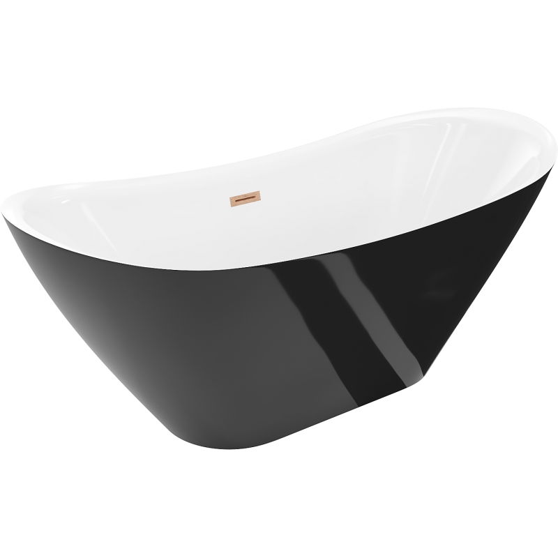 Mexen Lotos laisvai pastatoma vonia 170 x 75 cm, balta/juoda, perbėgimas matinė varis - 52051707775-65