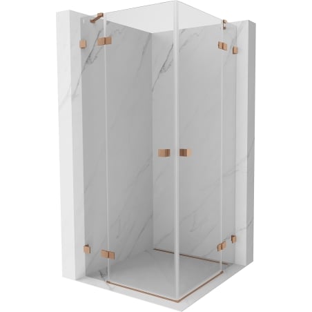 Mexen Lunar Duo atveriama dušo kabina 110 x 110 cm, skaidri, šlifuotas varis - 834-110L-110P-65-00