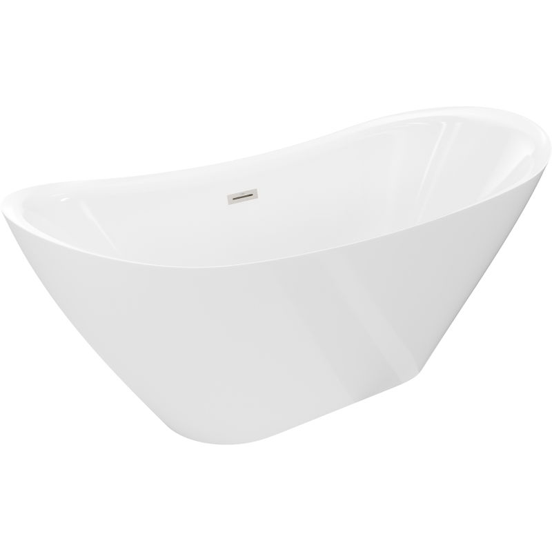 Mexen Lotos laisvai stovinti vonia 180 x 75 cm, balta, matinio nikelio perpylimas - 52051807700-97