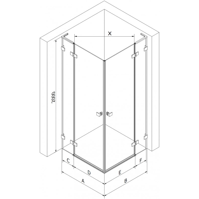 Mexen Lunar L Duo atveriama kairė pusė dušo kabina 120 x 80 cm, skaidrus, rožinis auksas - 834L-120L-080P-60-00