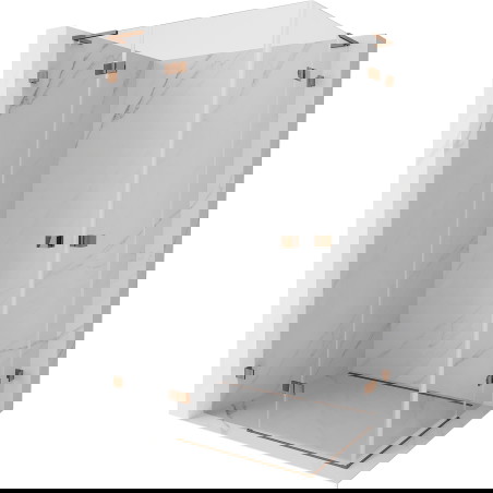 Mexen Lunar L Duo atveriama kairė pusė dušo kabina 120 x 80 cm, skaidrus, rožinis auksas - 834L-120L-080P-60-00