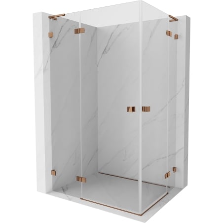 Mexen Lunar L Duo sulankstoma dušo kabina 120 x 95 cm, skaidrus, rožinis auksas - 834L-120L-095P-60-00