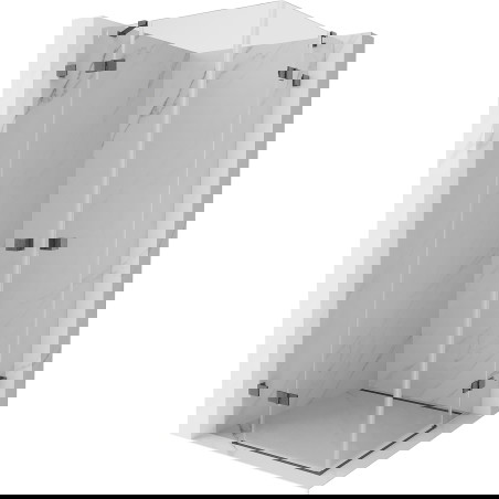 Mexen Lunar Duo atidaroma dušo kabina 95 x 95 cm, skaidri, šlifuoto tamsiai pilko anoduoto - 834-095L-095P-66-00