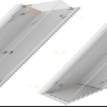 Mexen Lunar L Dvigubas dušo kabinos vartomas durys 95 x 95 cm, skaidri, šlifuotas varis - 834L-095L-095P-65-00