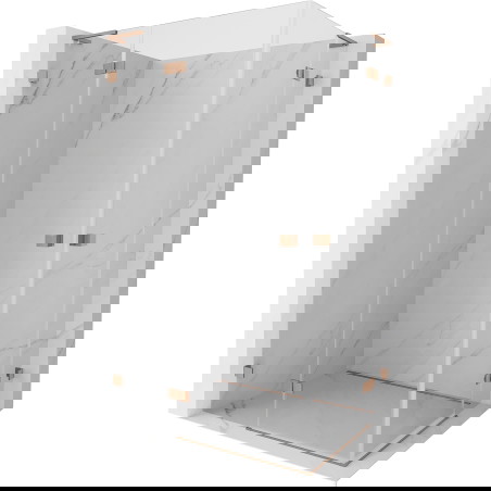 Mexen Lunar L Dviguba kairė prausimosi kabina 105 x 85 cm, skaidri, šlifuota vario - 834L-105L-085P-65-00