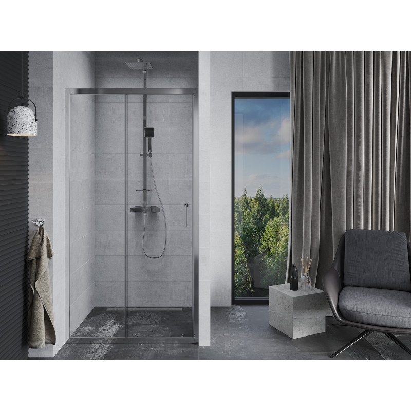 Mexen Apia 125 cm stumdomosios dušo durys, skaidrios, chromas - 845-125-000-01-00