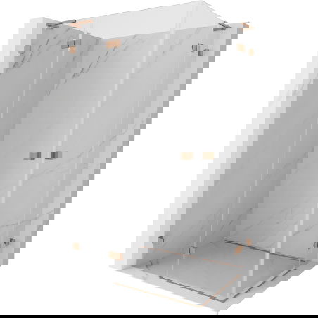 Mexen Lunar L Duo varstoma dušo kabina kairė, 115 x 80 cm, permatoma, šlifuotas varis - 834L-115L-080P-65-00