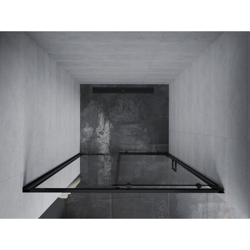 Mexen Apia slankiosios dušo durys 125 cm, skaidrios, juodos - 845-125-000-70-00