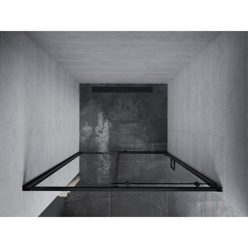 Mexen Apia slankiojančios dušo durys 140 cm, skaidrios, juodos - 845-140-000-70-00