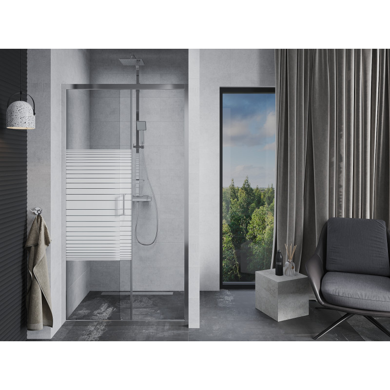 Mexen Apia stiklinės dušo durys 105 cm, juostelės, chromas - 845-105-000-01-20