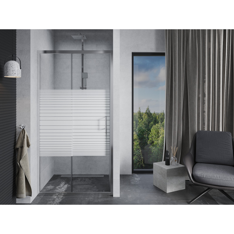 Mexen Apia stumiamosios dušo durys 110 cm, juostos, chromas - 845-110-000-01-20