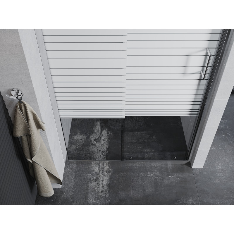 Mexen Apia stumdamos dušo durys 115 cm, juostos, chromas - 845-115-000-01-20
