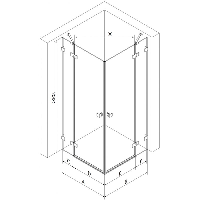 Mexen Lunar Duo kairia pusės dušo kabina 90 x 75 cm, skaidrus, gun metal - 834-090L-075P-95-00