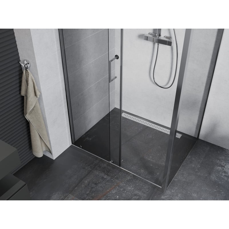 Mexen Apia stumiamatmenė slankioji dušo kabina 100 x 90 cm, skaidrus, chromas - 840-100-090-01-00