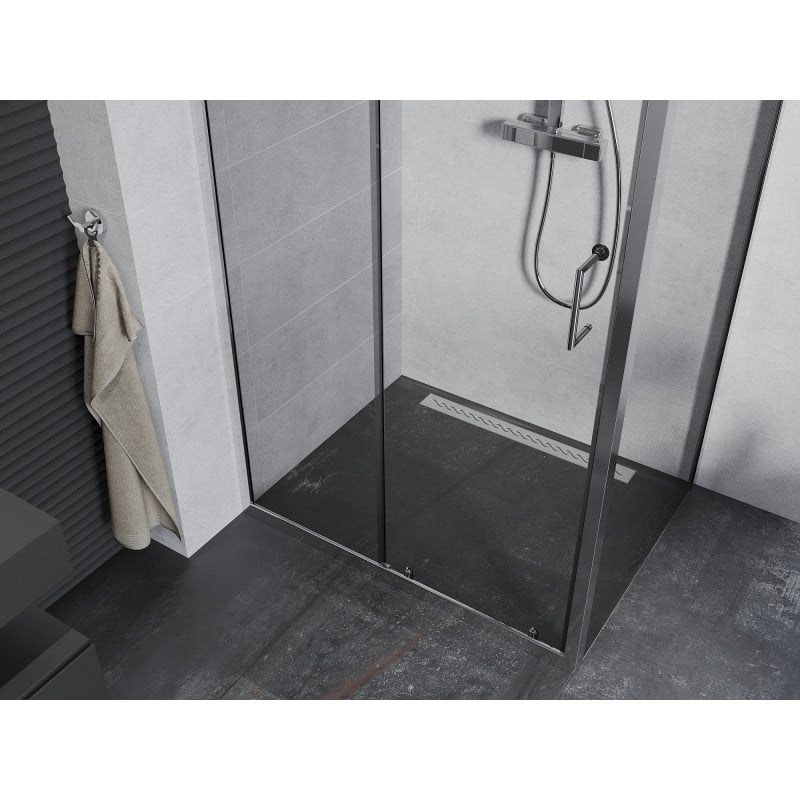 Mexen Apia stumiamatmenė slankioji dušo kabina 100 x 90 cm, skaidrus, chromas - 840-100-090-01-00