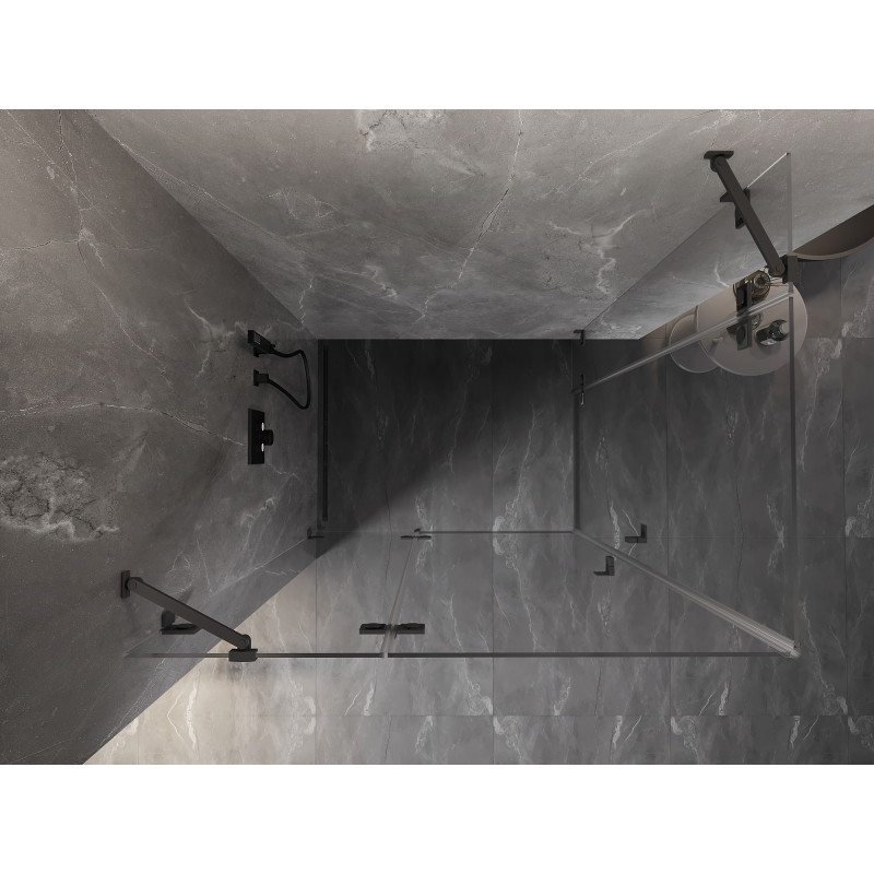 Mexen Lunar Duo kairysis atveriamas dušo kabina 110 x 80 cm, skaidri, gun metal - 834-110L-080P-95-00