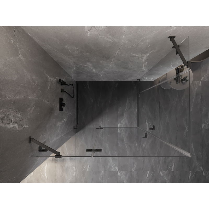 Mexen Lunar Duo įleidžiama dušo kabina kairė 115 x 80 cm, skaidri, ginklų metalas - 834-115L-080P-95-00