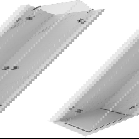 Mexen Lunar Dviguba dušo kabina su atveriamomis durimis 115 x 115 cm, permatoma, gun metal - 834-115L-115P-95-00