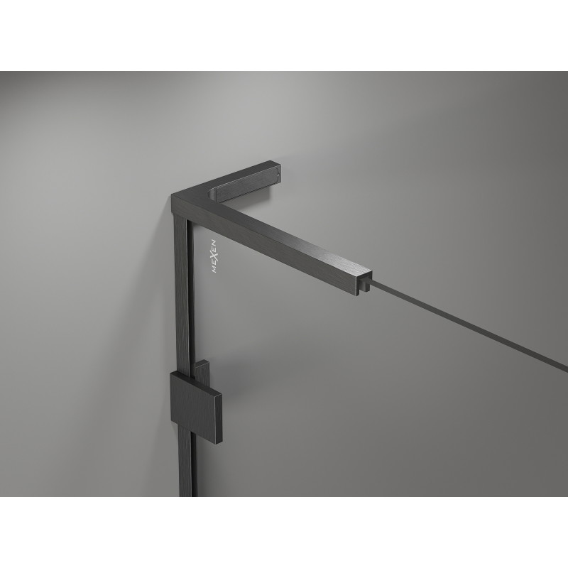 Mexen Lunar L Duo kairioji atveriama dušo kabina, 95 x 70 cm, permatoma, šlifuota „gun gray“ - 834L-095L-070P-66-00