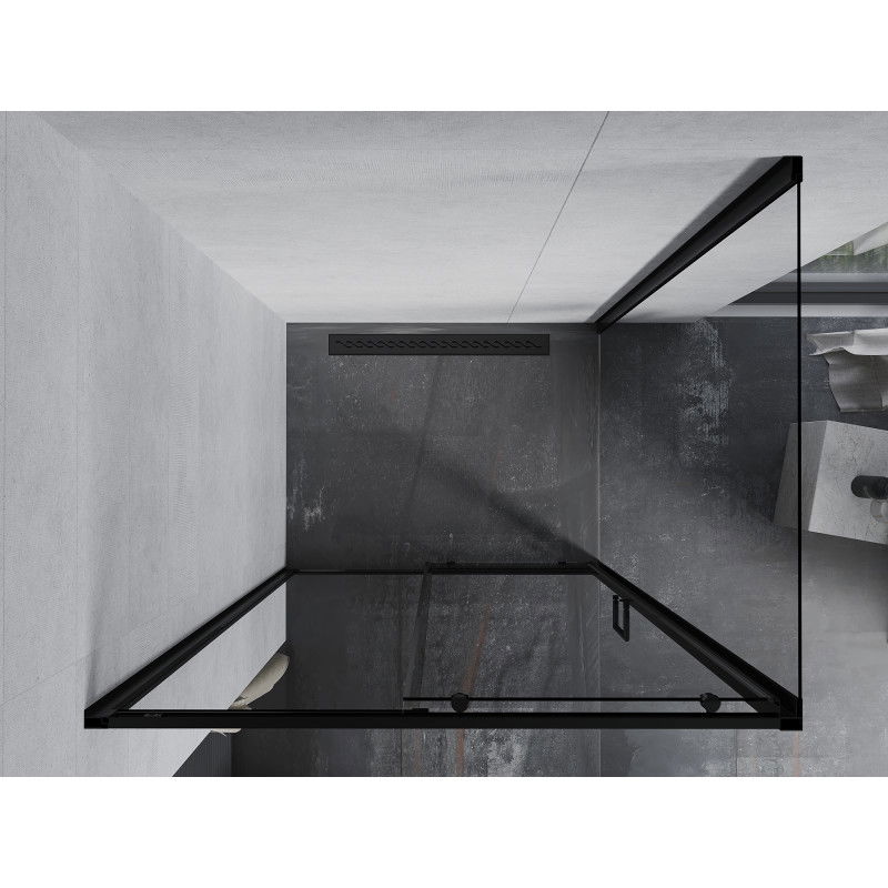 Mexen Apia stumdomos dušo durys 125 x 80 cm, permatomos, juodos - 840-125-080-70-00