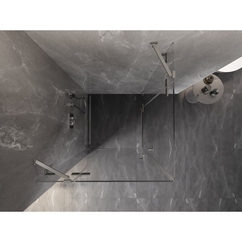 Mexen Lunar Duo atveriama dušo kabina 115 x 115 cm, permatoma, šlifuotas nikelis - 834-115L-115P-97-00