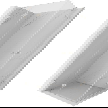 Mexen Lunar Dviguba dušo kabina su kairiųjų durų atvėrimu 120 x 110 cm, permatoma, šlifuotas nikelis - 834-120L-110P-97-00