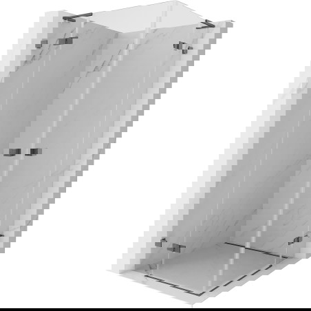 Mexen Lunar L Duo atveriama dušo kabina 115 x 115 cm, skaidri, ginklų pilkos spalvos šlifuota - 834L-115L-115P-66-00